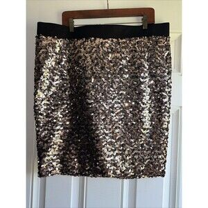 Torrid Skirt 2x Black Gold‎ Sequins Mini Skirt Cocktail Disco Sku15